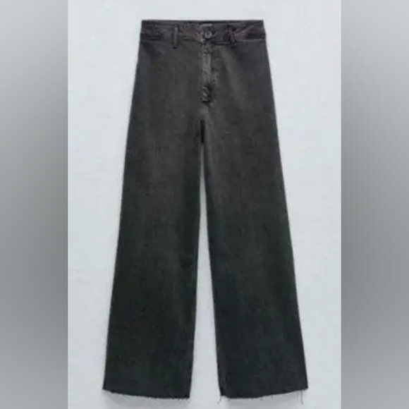 ZARA The Marine Straight Pants Black High Rise Flare Size 2 - Picture 12 of 12